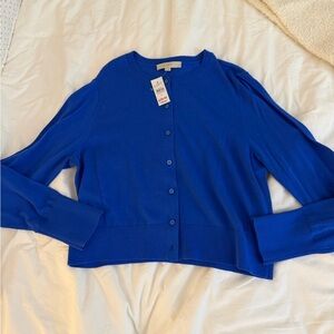 LOFT Royal Blue Button Up Cardigan Sweater